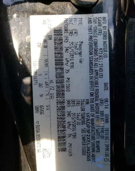 2014 Ford Focus Se z USA, uszkodzony, nr VIN 1FADP3F2XEL392505